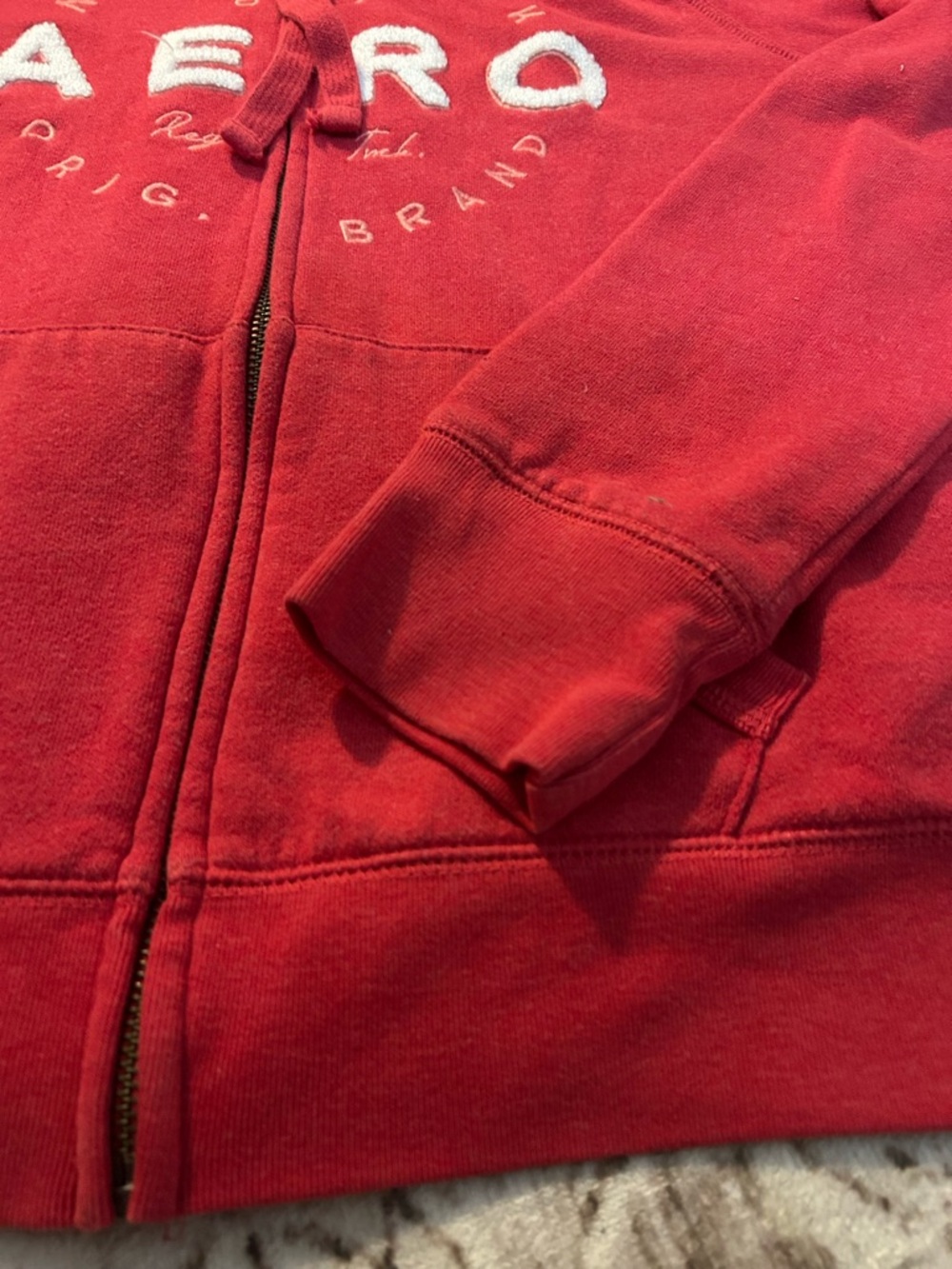 Aeropostale Red Full Zip Logo Hoodie - Picture 4 of 5